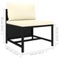 Vidējais moduļu dīvāns ar spilveniem vidaXL, melns cena un informācija | Dārza krēsli | 220.lv