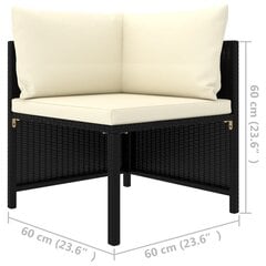 Divvietīgs dārza dīvāns vidaXL ar matračiem, melns cena un informācija | Dārza krēsli | 220.lv