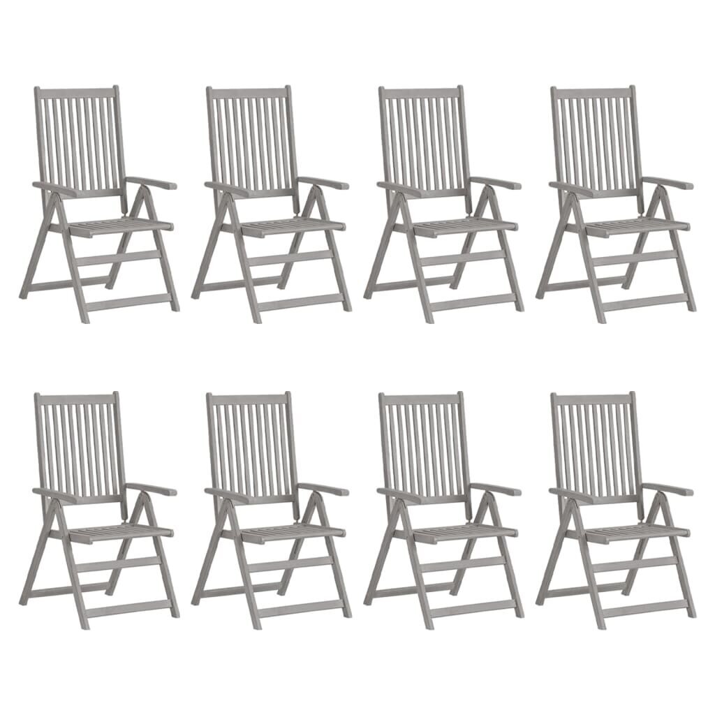 Atgāžami dārza krēsli ar matračiem vidaXL, 8 gab., pelēki цена и информация | Dārza krēsli | 220.lv