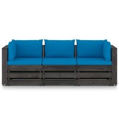 Trīsvietīgs dārza dīvāns ar matračiem vidaXL, pelēks cena un informācija | Dārza krēsli | 220.lv