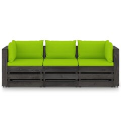 Trīsvietīgs dārza dīvāns vidaXL ar pelēkiem matračiem cena un informācija | Dārza krēsli | 220.lv