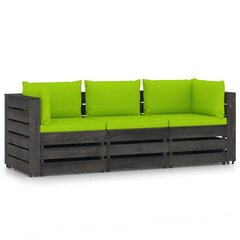Trīsvietīgs dārza dīvāns vidaXL ar pelēkiem matračiem cena un informācija | Dārza krēsli | 220.lv