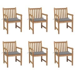 Dārza krēsli vidaXL, pelēki matrači, 6 gab. cena un informācija | Dārza krēsli | 220.lv