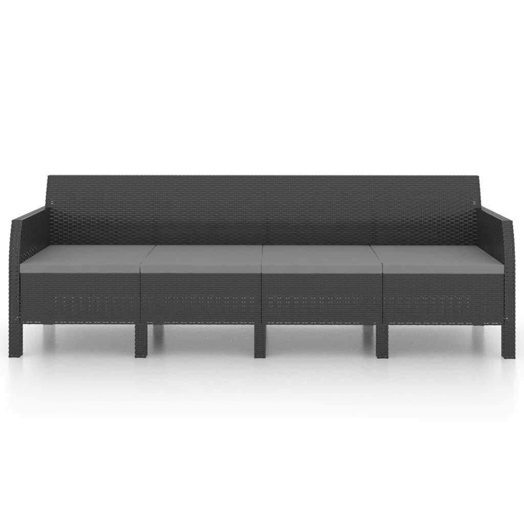Četrvietīgs dārza dīvāns ar matračiem vidaXL, antracītpelēks cena un informācija | Dārza krēsli | 220.lv