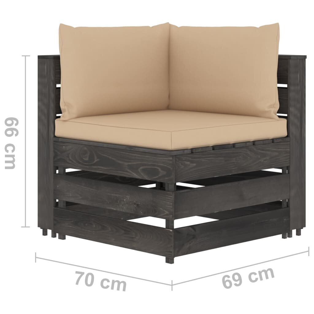 Divvietīgs dārza dīvāns vidaXL ar matračiem, pelēks cena un informācija | Dārza krēsli | 220.lv