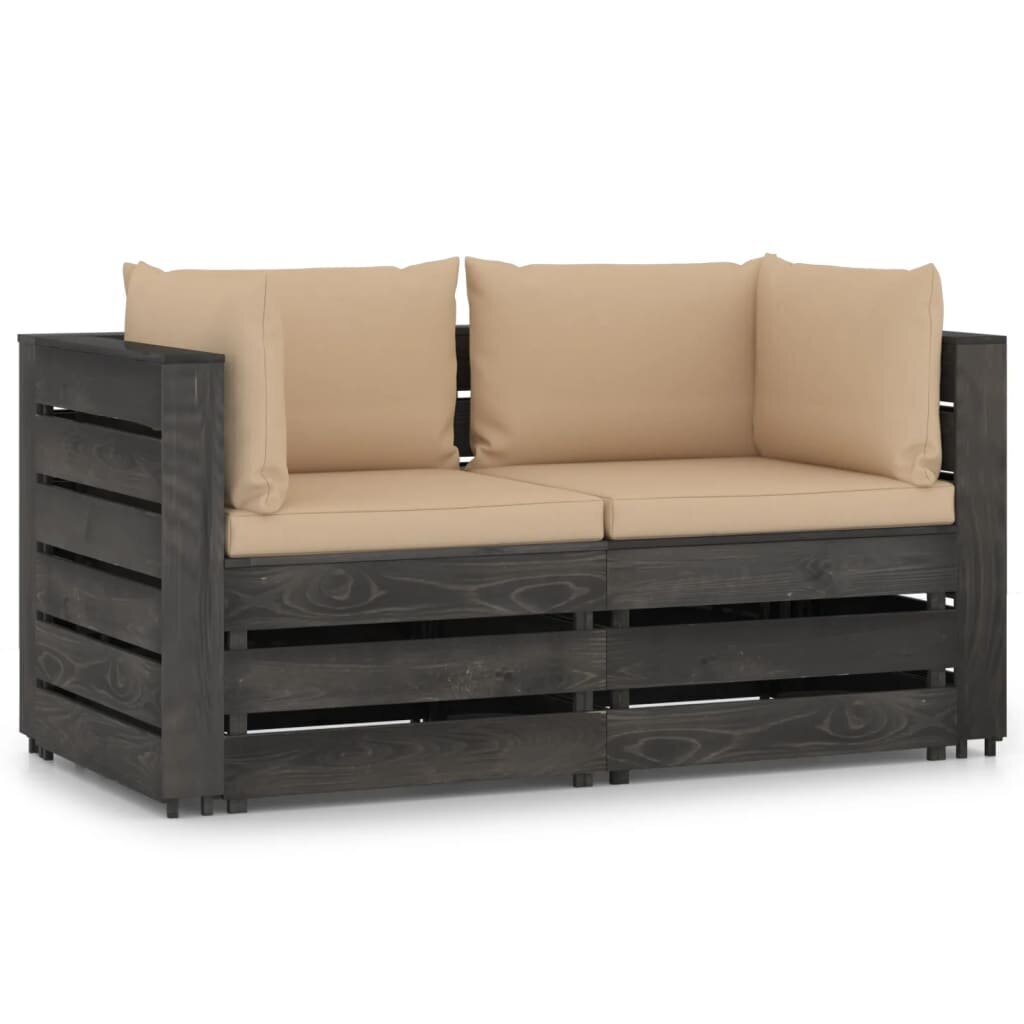 Divvietīgs dārza dīvāns vidaXL ar matračiem, pelēks cena un informācija | Dārza krēsli | 220.lv