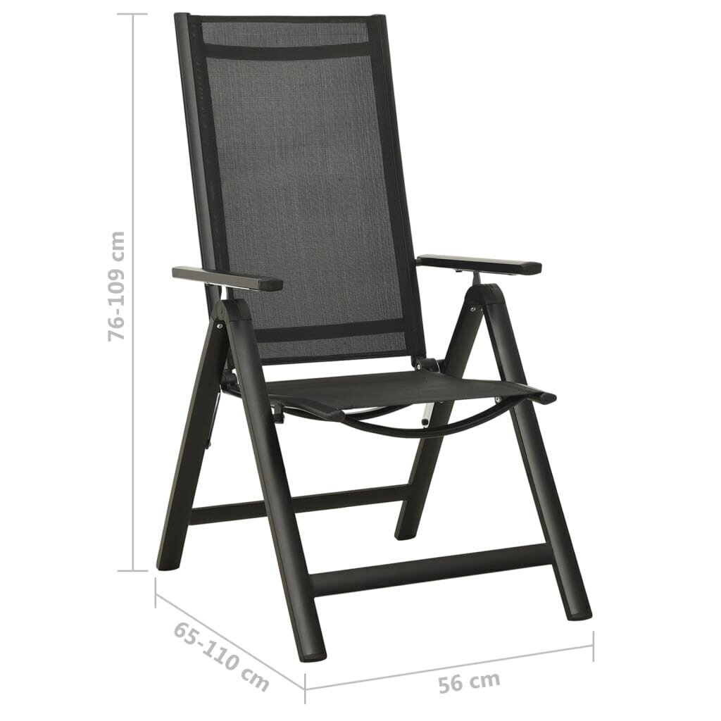 Saliekami dārza krēsli vidaXL, 2 gab., melni cena un informācija | Dārza krēsli | 220.lv