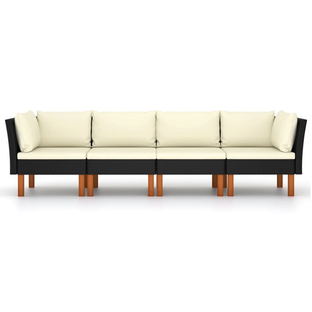 Četrvietīgs dārza dīvāns ar matračiem vidaXL, melns cena un informācija | Dārza krēsli | 220.lv