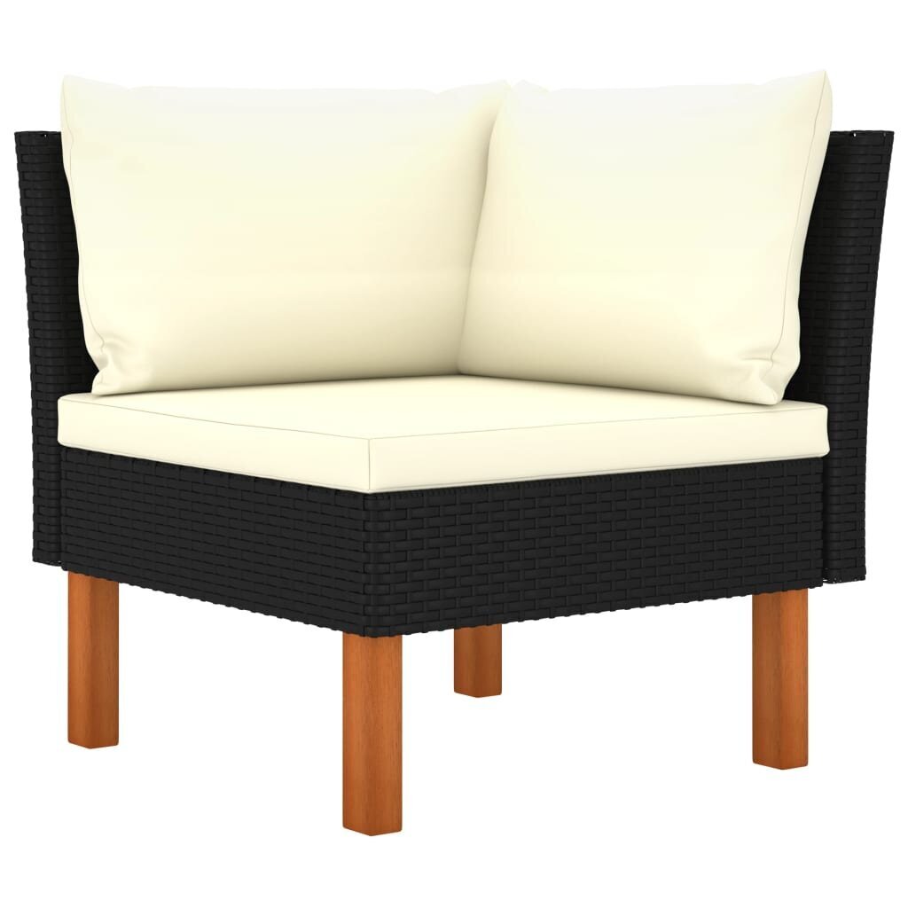 Četrvietīgs dārza dīvāns ar matračiem vidaXL, melns cena un informācija | Dārza krēsli | 220.lv