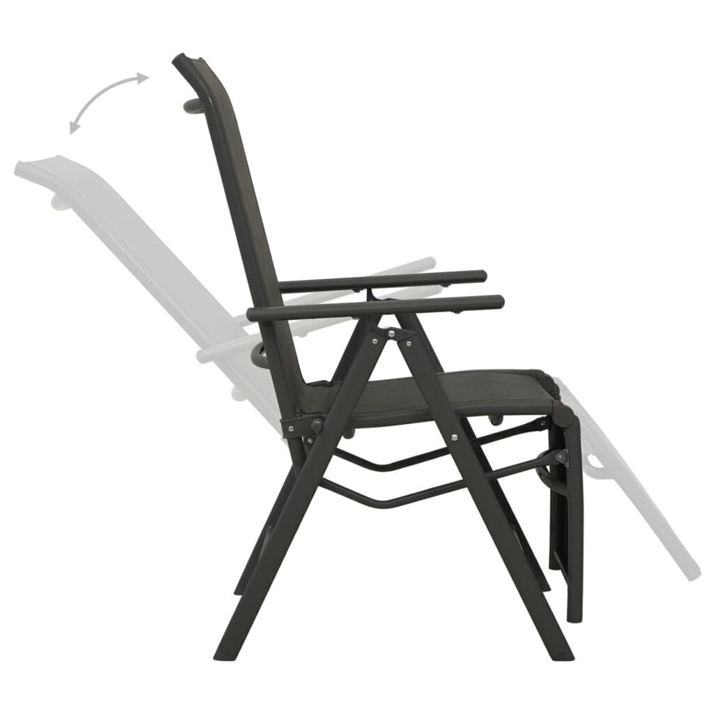 Atgāžami dārza krēsli vidaXL, 2 gab., melni cena un informācija | Dārza krēsli | 220.lv