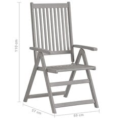 Atgāžami dārza krēsli vidaXL, 6 gab., pelēki cena un informācija | Dārza krēsli | 220.lv