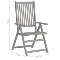 Atgāžami dārza krēsli vidaXL, 8 gab., pelēki cena un informācija | Dārza krēsli | 220.lv