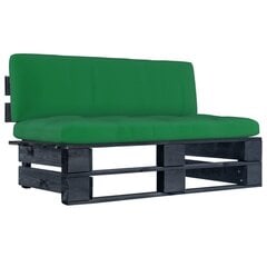 Vidējais dārza palešu dīvāns vidaXL, melns цена и информация | скамейка со столиком | 220.lv