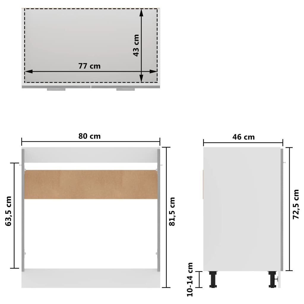 vidaXL izlietnes skapītis, betona pelēks, 80x46x81,5 cm, skaidu plāksne cena un informācija | Virtuves skapīši | 220.lv