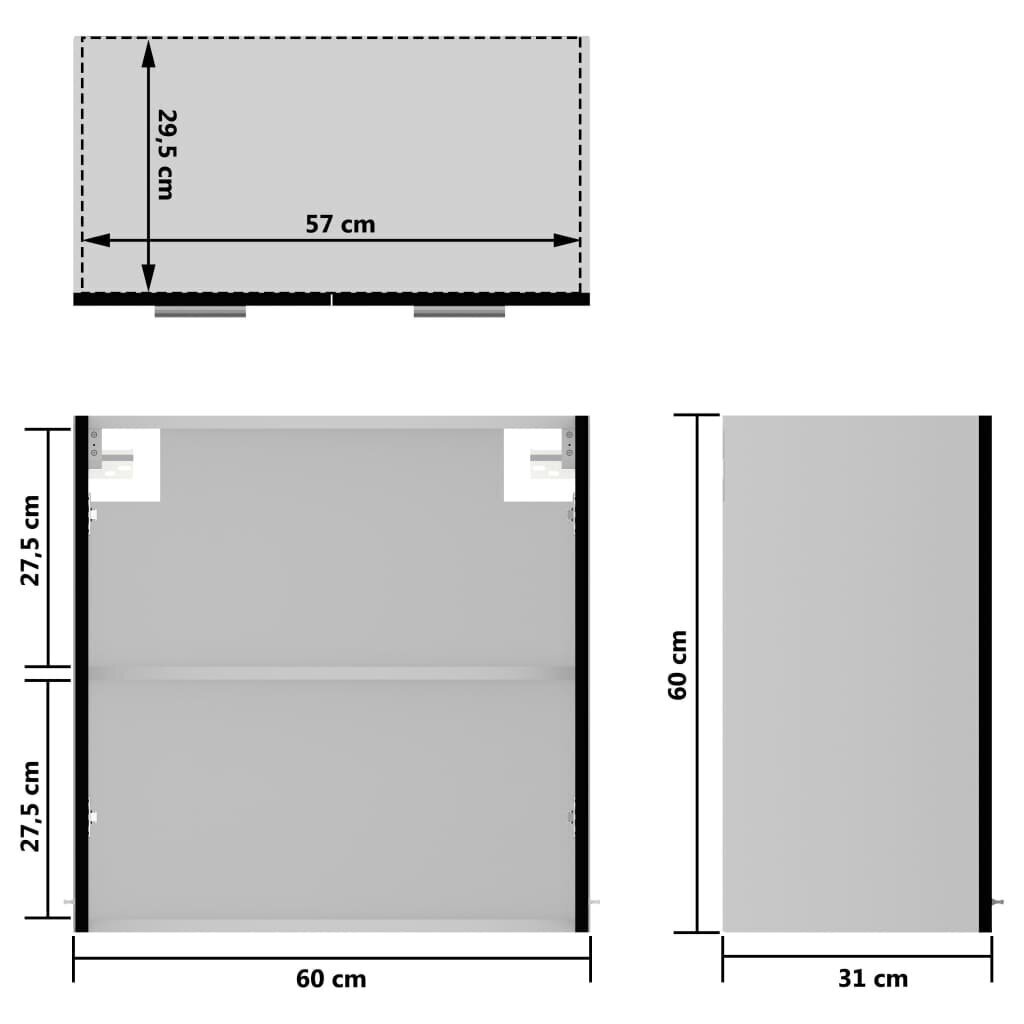 vidaXL piekarams skapītis, melns, 60x31x60 cm, skaidu plātne cena un informācija | Virtuves skapīši | 220.lv