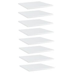 vidaXL plauktu dēļi, 8 gab., spīdīgi balti, 40x40x1,5cm, skaidu plātne цена и информация | Полки | 220.lv