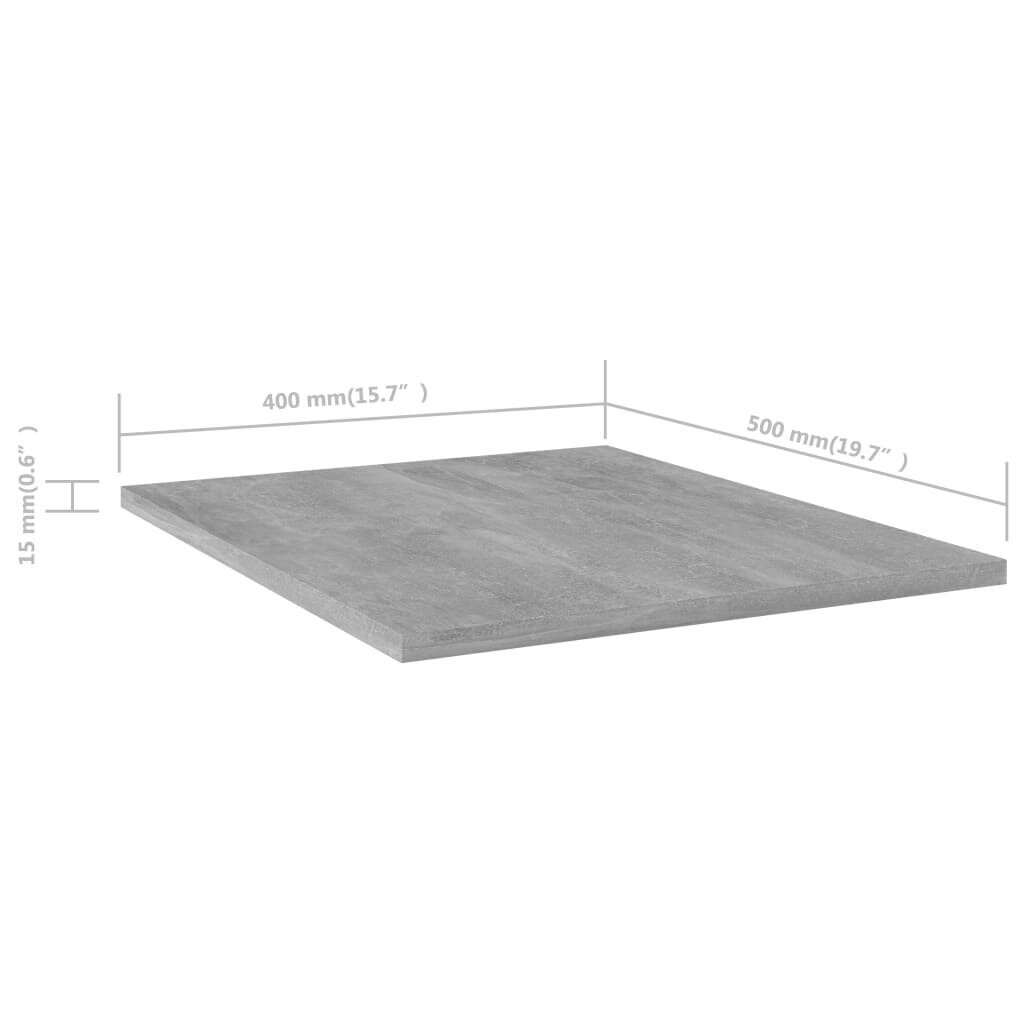 vidaXL plauktu dēļi, 4 gab., betonpelēki, 40x50x1,5 cm, skaidu plāksne cena un informācija | Plaukti | 220.lv