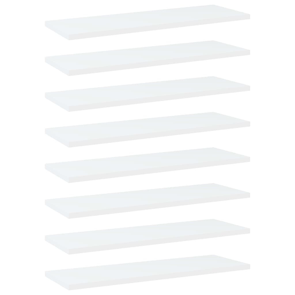 vidaXL plauktu dēļi, 8 gab., balti, 60x20x1,5 cm, skaidu plāksne цена и информация | Plaukti | 220.lv