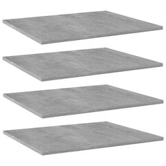 vidaXL plauktu dēļi, 4 gab., betonpelēki, 60x50x1,5 cm, skaidu plāksne cena un informācija | Plaukti | 220.lv