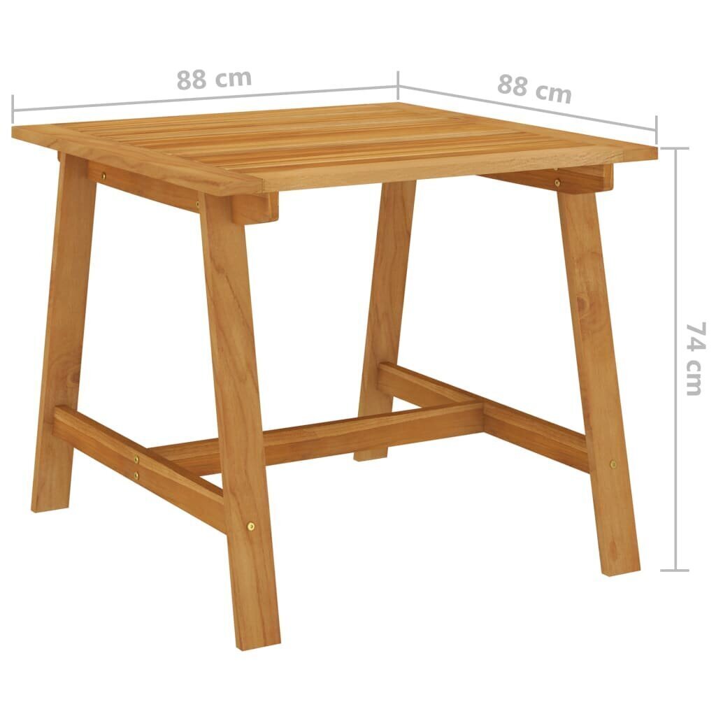 vidaXL dārza galds, 88x88x74 cm, akācijas masīvkoks cena un informācija | Dārza galdi | 220.lv