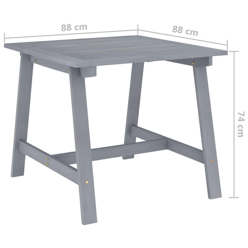 vidaXL dārza galds, pelēks, 88x88x74 cm, akācijas masīvkoks cena un informācija | Dārza galdi | 220.lv