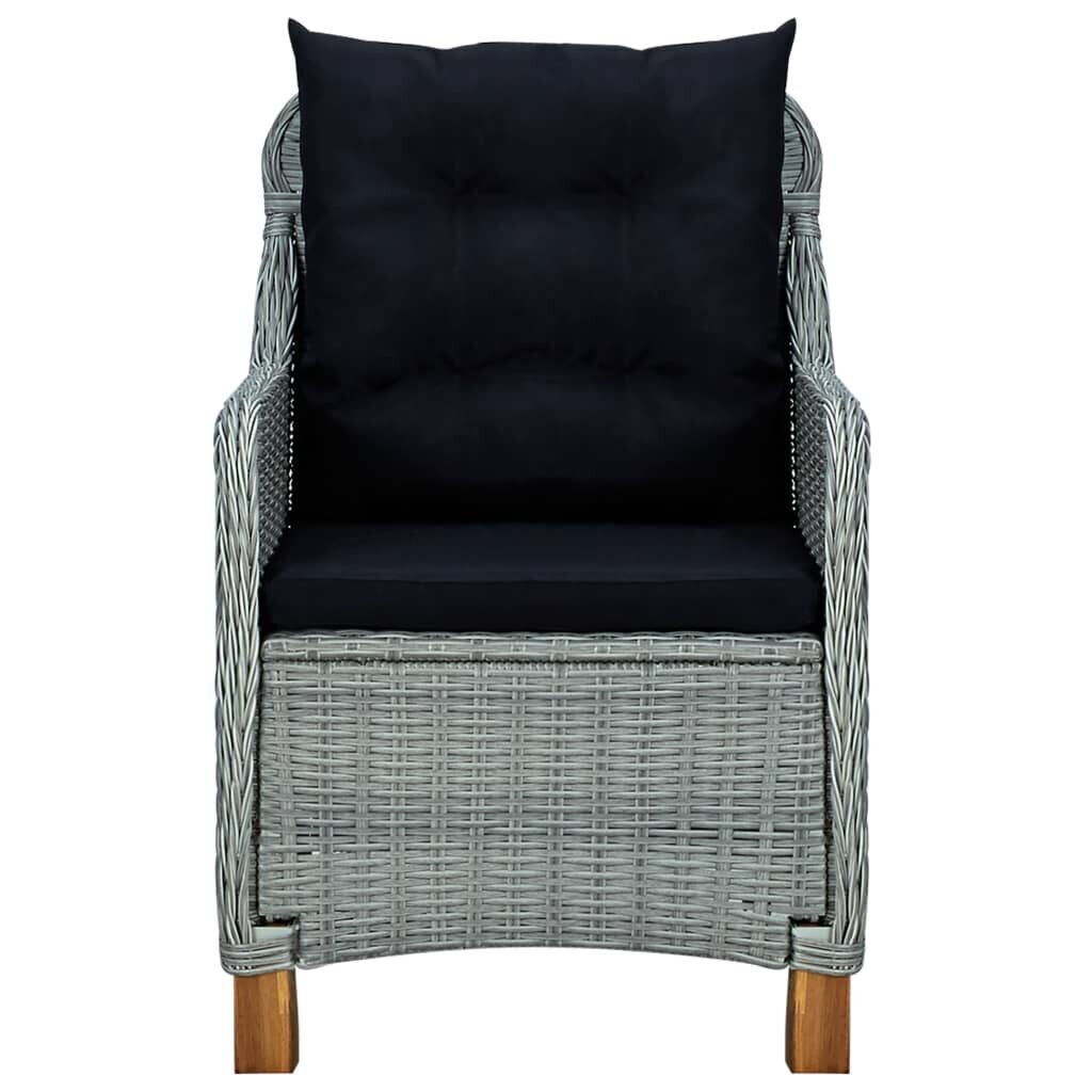 vidaXL dārza krēsli ar matračiem, 2 gab., gaiši pelēka PE rotangpalma cena un informācija | Dārza krēsli | 220.lv