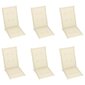 vidaXL dārza krēslu spilveni, 6 gab., 120x50x4 cm, krēmkrāsas цена и информация | Krēslu paliktņi | 220.lv