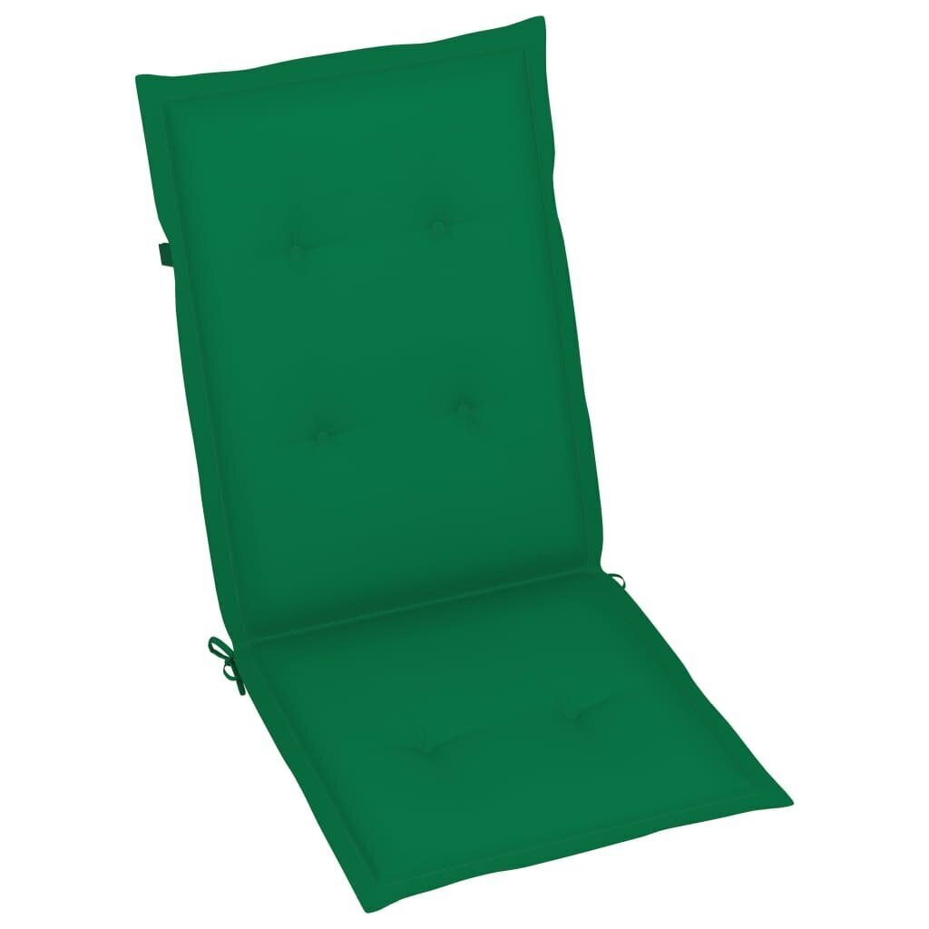 vidaXL dārza krēslu spilveni, 6 gab., 120x50x4 cm, zaļi cena un informācija | Krēslu paliktņi | 220.lv