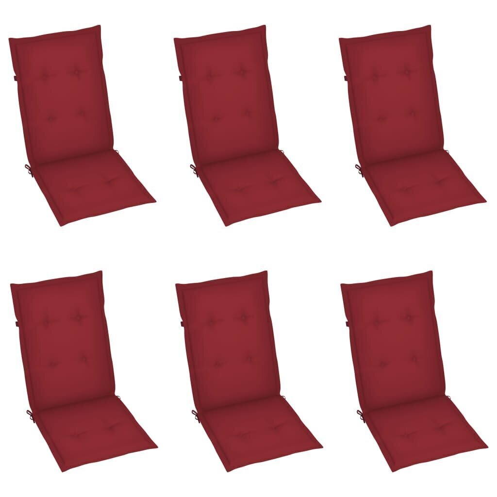 vidaXL dārza krēslu matrači, 6 gab., vīnsarkani, 120x50x4 cm цена и информация | Krēslu paliktņi | 220.lv