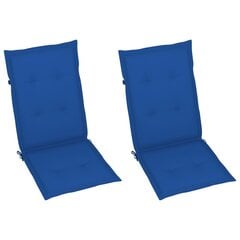 vidaXL dārza krēslu matrači, 2 gab., koši zili, 120x50x4 cm цена и информация | Подушки, наволочки, чехлы | 220.lv