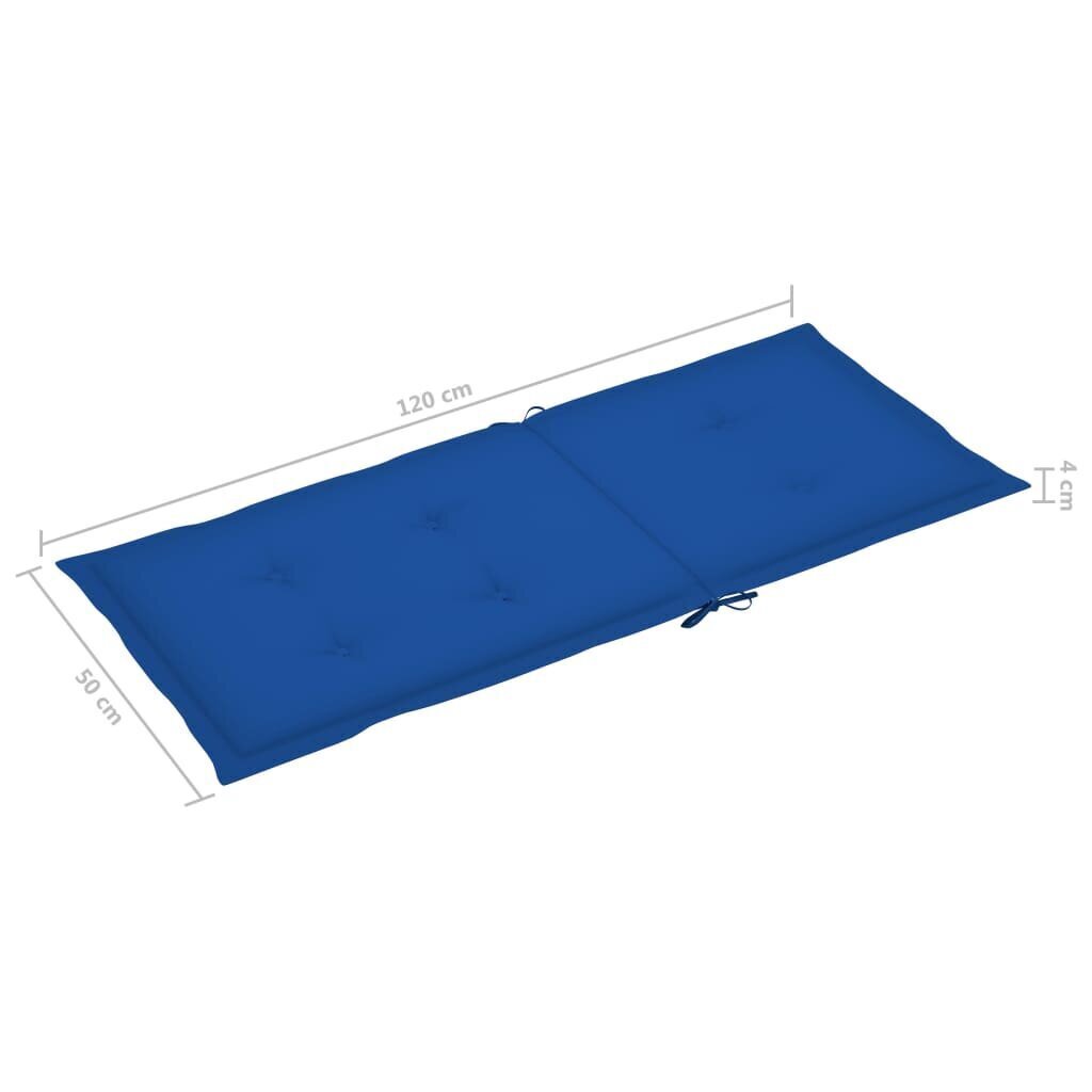 vidaXL dārza krēslu matrači, 4 gab., 120x50x4 cm, koši zili cena un informācija | Krēslu paliktņi | 220.lv