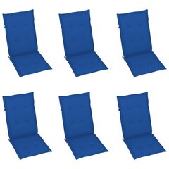 vidaXL dārza krēslu spilveni, 6 gab., koši zili, 120x50x4 cm цена и информация | Подушки, наволочки, чехлы | 220.lv