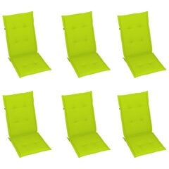 vidaXL dārza krēslu spilveni, 6 gab., spilgti zaļi, 120x50x4 cm cena un informācija | Krēslu paliktņi | 220.lv