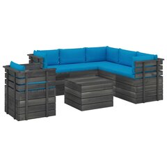 Садовый набор с подушками, 3 части, черный цена и информация | Комплекты уличной мебели | 220.lv
