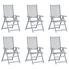 vidaXL atgāžami dārza krēsli ar matračiem, 6 gab., akācijas masīvkoks cena un informācija | Dārza krēsli | 220.lv