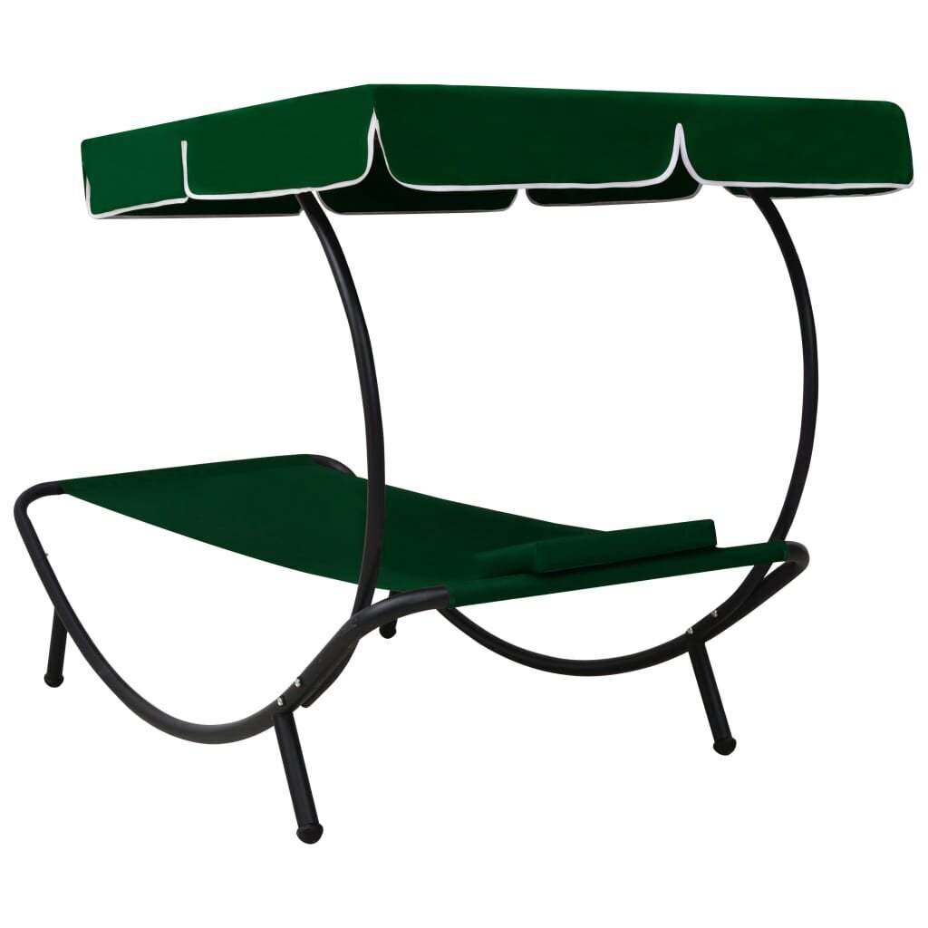 vidaXL āra atpūtas gulta ar jumtu un spilveniem, zaļa cena un informācija | Sauļošanās krēsli | 220.lv