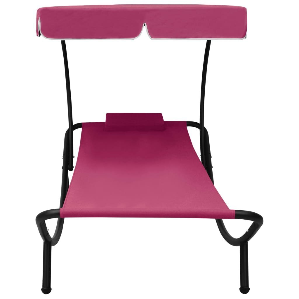 vidaXL āra atpūtas gulta ar jumtu un spilveniem, rozā cena un informācija | Sauļošanās krēsli | 220.lv