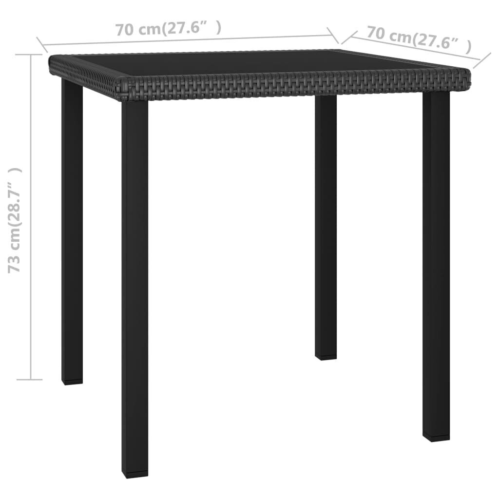 vidaXL dārza galds, 70x70x73 cm, melna PE rotangpalma cena un informācija | Dārza galdi | 220.lv