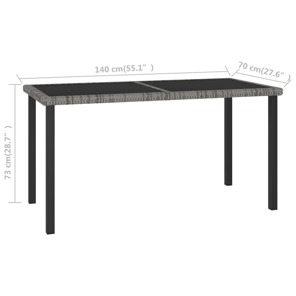 vidaXL dārza galds, 140x70x73 cm, pelēka PE rotangpalma цена и информация | Dārza galdi | 220.lv