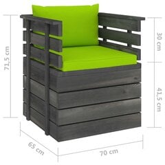 vidaXL dārza atpūtas krēsls ar matračiem, priedes koks cena un informācija | Dārza krēsli | 220.lv