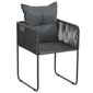 vidaXL dārza krēsli, 4 gab., ar spilveniem, PE rotangpalma, melni cena un informācija | Dārza krēsli | 220.lv