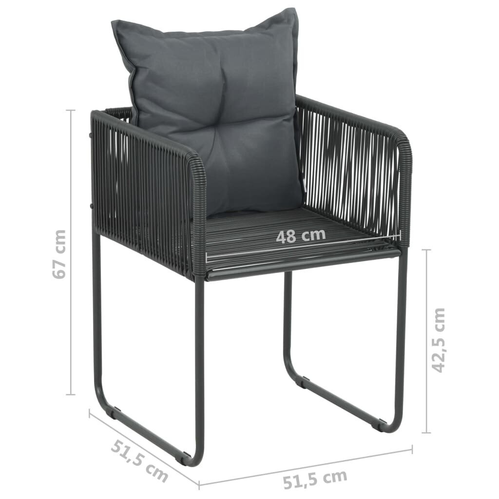 vidaXL dārza krēsli, 4 gab., ar spilveniem, PE rotangpalma, melni cena un informācija | Dārza krēsli | 220.lv