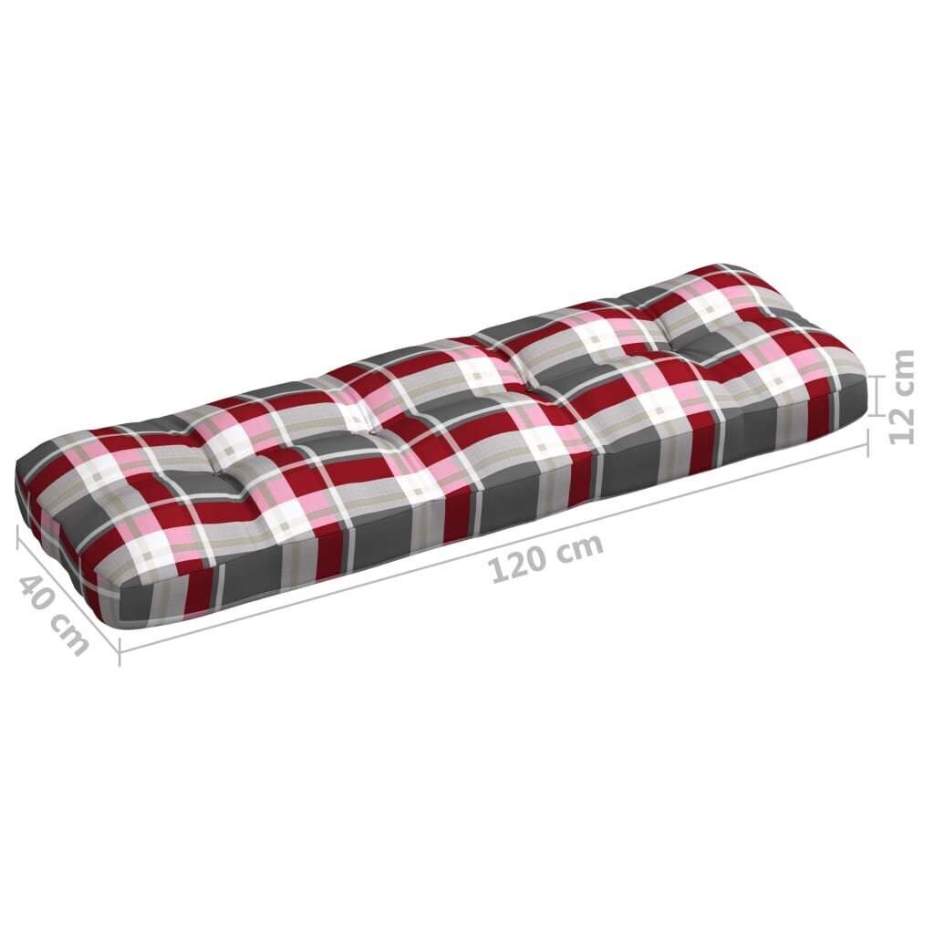 vidaXL palešu dīvāna matracis, 120x40x10 cm, rūtains audums cena un informācija | Krēslu paliktņi | 220.lv