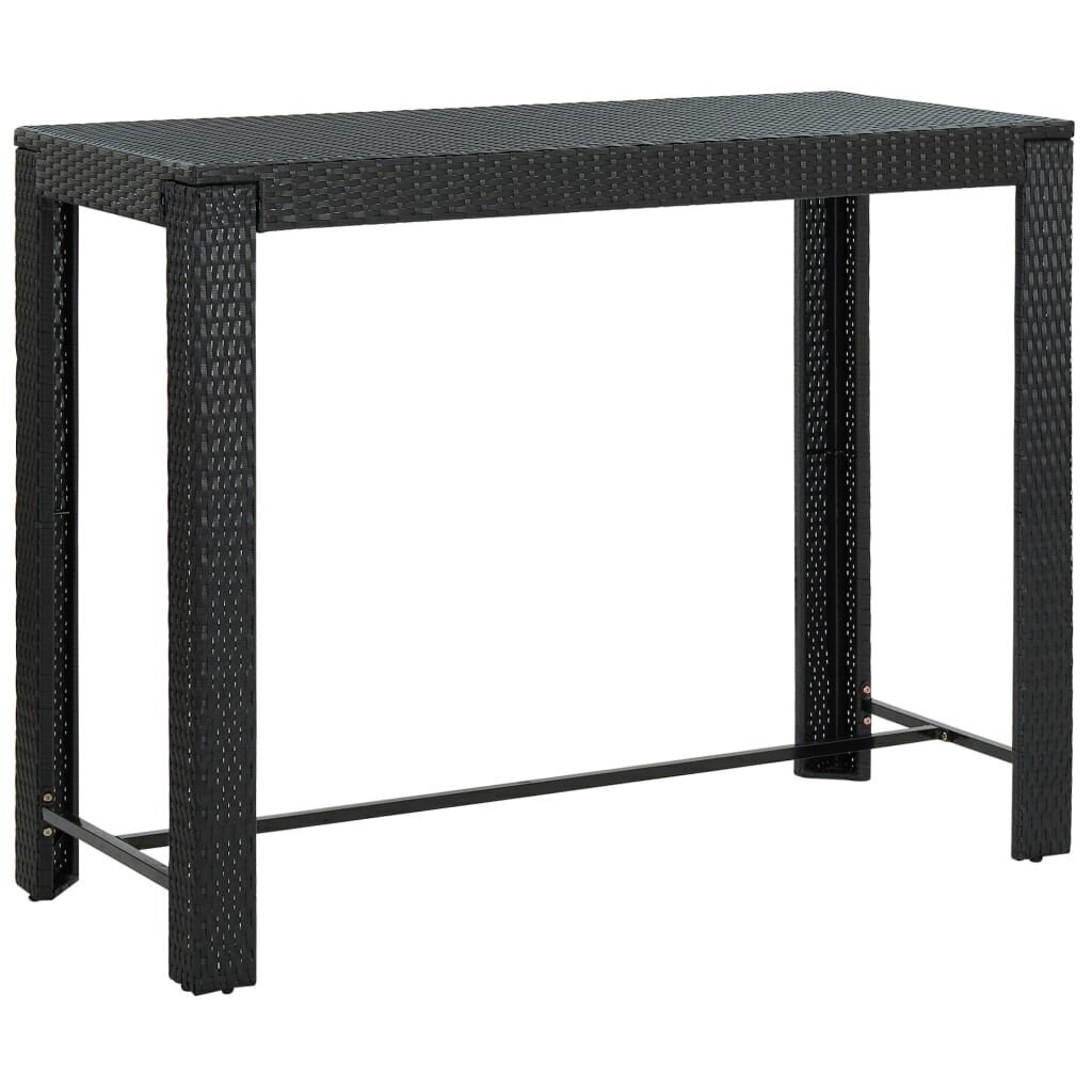 vidaXL dārza bāra galds, melns, 140,5x60,5x110,5 cm, PE rotangpalma cena un informācija | Dārza galdi | 220.lv
