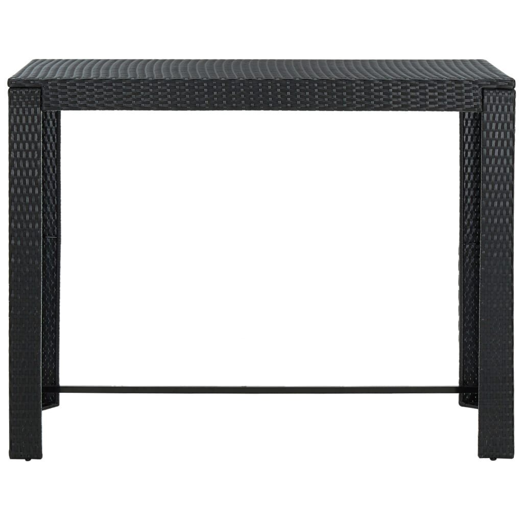 vidaXL dārza bāra galds, melns, 140,5x60,5x110,5 cm, PE rotangpalma cena un informācija | Dārza galdi | 220.lv