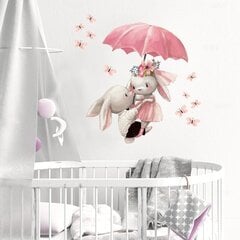 Наклейка для детского интерьера Кролики с зонтиком цена и информация | Декоративные наклейки | 220.lv