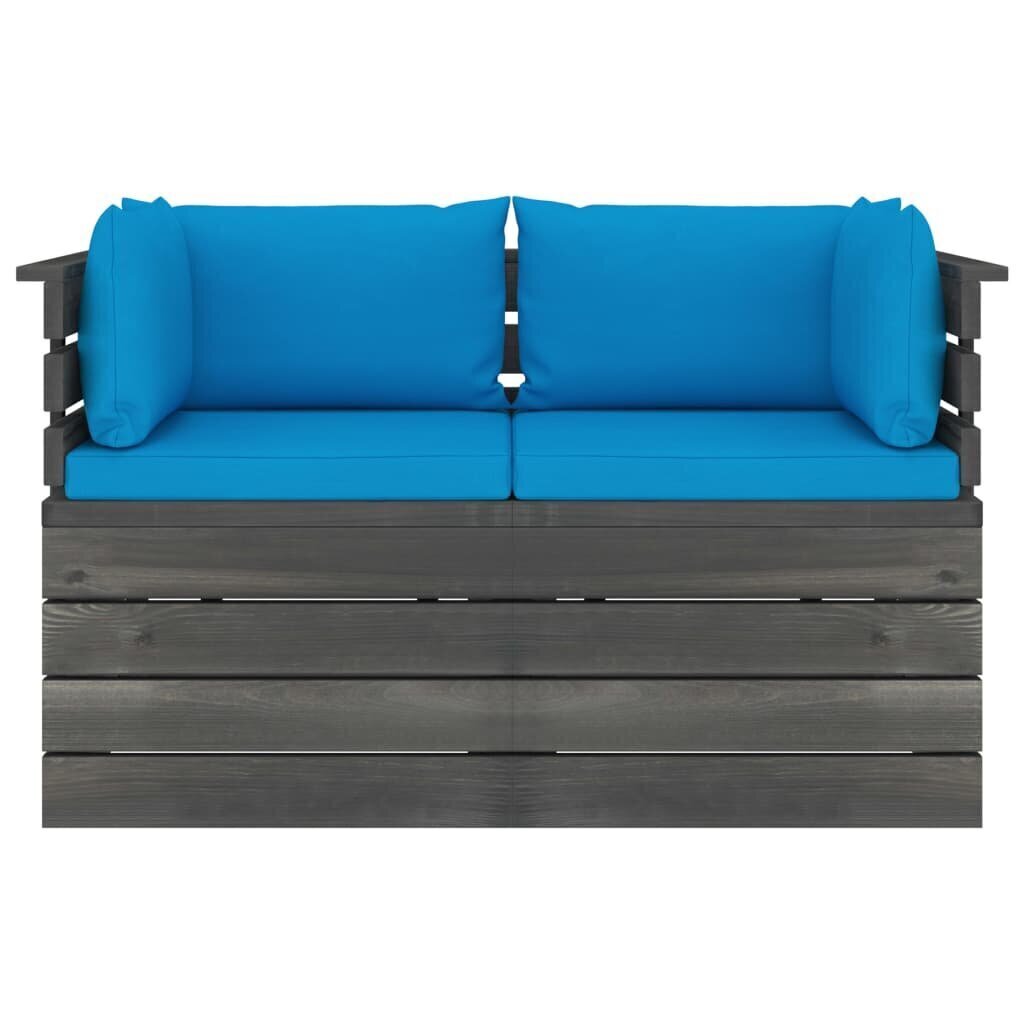 vidaXL 2-vietīgs dārza palešu dīvāns ar matračiem, priedes masīvkoks цена и информация | Dārza krēsli | 220.lv