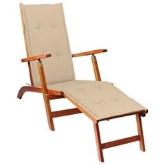 vidaXL atpūtas krēsls ar kāju balstu un matraci, akācijas masīvkoks цена и информация | Шезлонги | 220.lv