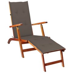 vidaXL atpūtas krēsls ar kāju balstu un matraci, akācijas masīvkoks cena un informācija | Sauļošanās krēsli | 220.lv