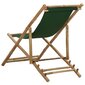 vidaXL pludmales krēsls, bambuss un zaļš audekls цена и информация | Dārza krēsli | 220.lv